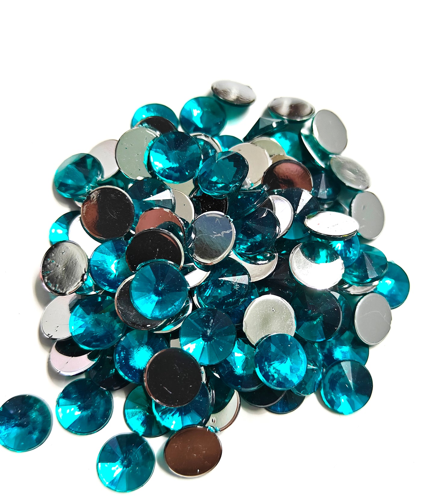 Rhinestone - Round (medium - 10mm) | Teal Blue