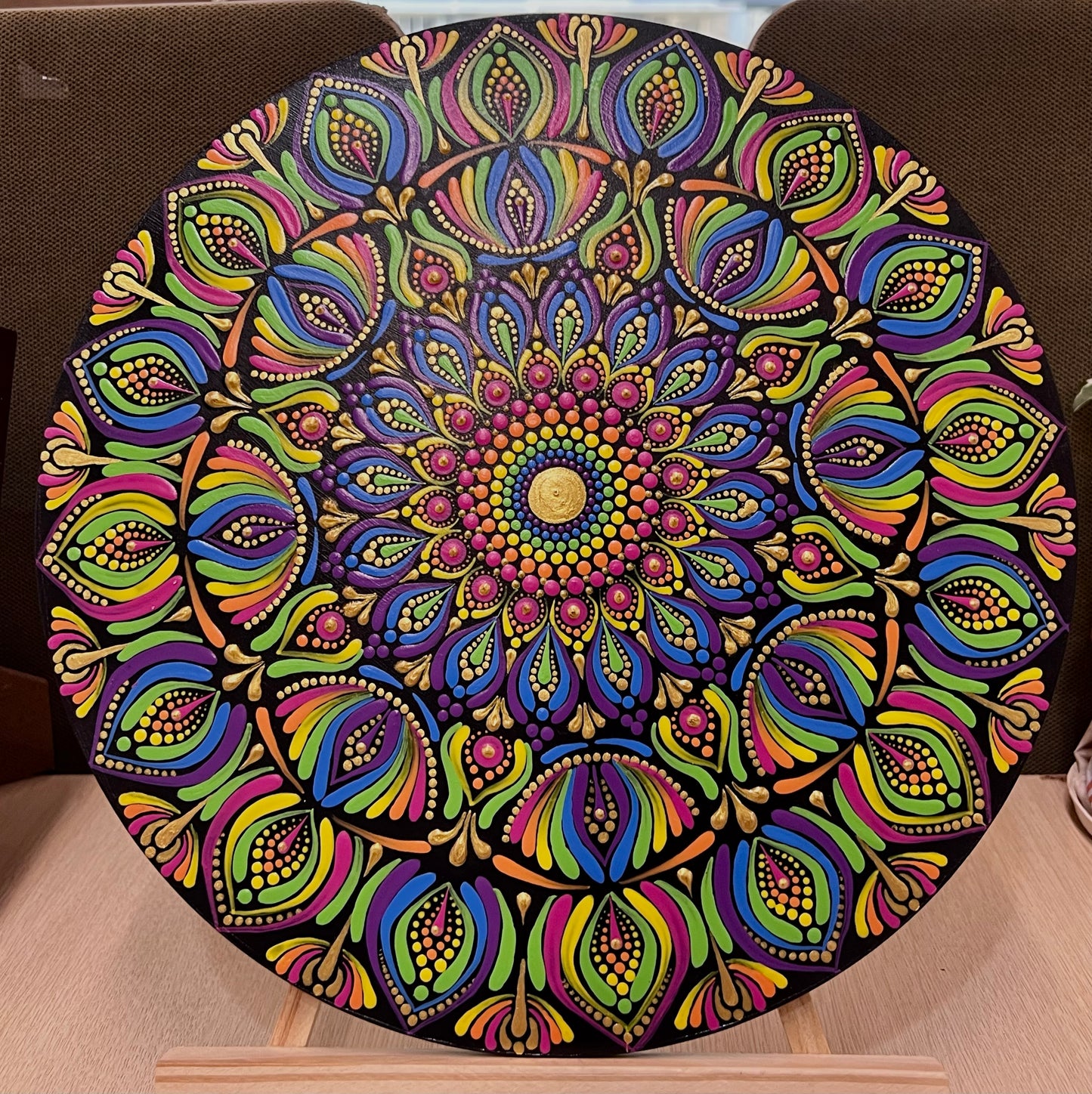 Earthbound Rainbow – 12" Mandala Art