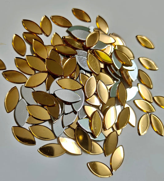 Premium Acrylic Flatback Mirror Combo – Marquise (2 Sizes, Silver & Golden colours)