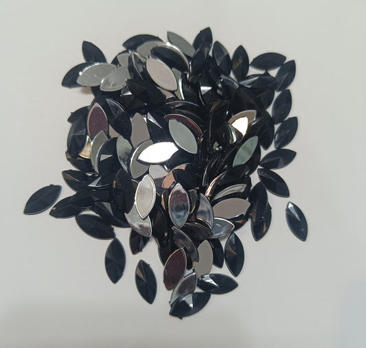 Rhinestone - Marquise (Large 7x15mm) | Black