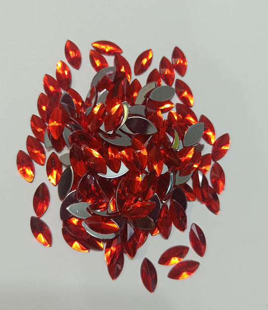 Rhinestone - Marquise (Large 7x15mm) | Bright Red