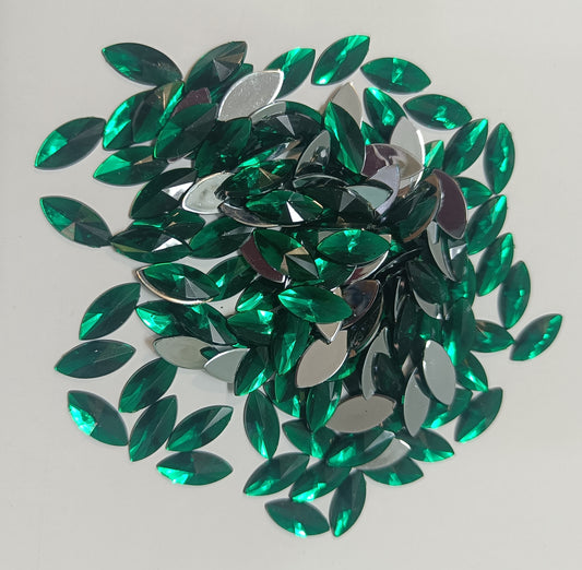 Rhinestone - Marquise (Large 7x15mm) | Forest Green