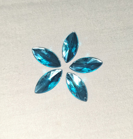 Rhinestone - Marquise (Large 7x15mm) | Teal Blue