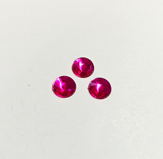 Rhinestone - Round (medium - 10mm) | Dark Pink