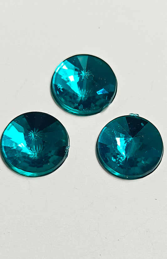 Rhinestone - Round (medium - 10mm) | Teal Blue