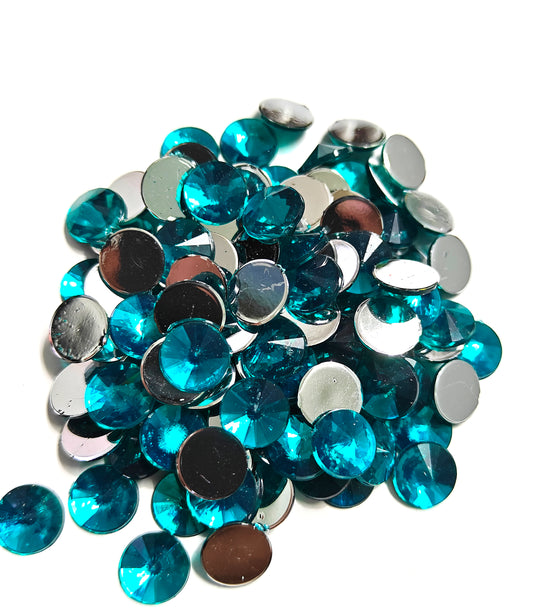 Rhinestone - Round (medium - 10mm) | Teal Blue