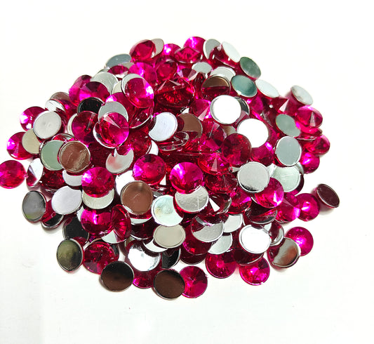 Rhinestone - Round (medium - 10mm) | Dark Pink
