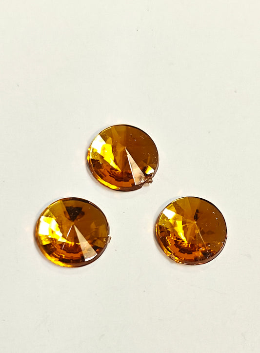 Rhinestone - Round (medium - 10mm) | Golden Yellow
