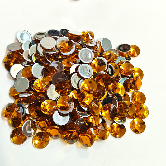 Rhinestone - Round (medium - 10mm) | Golden Yellow