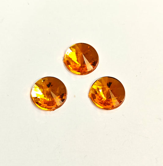 Rhinestone - Round (medium - 10mm) | Bright Orange