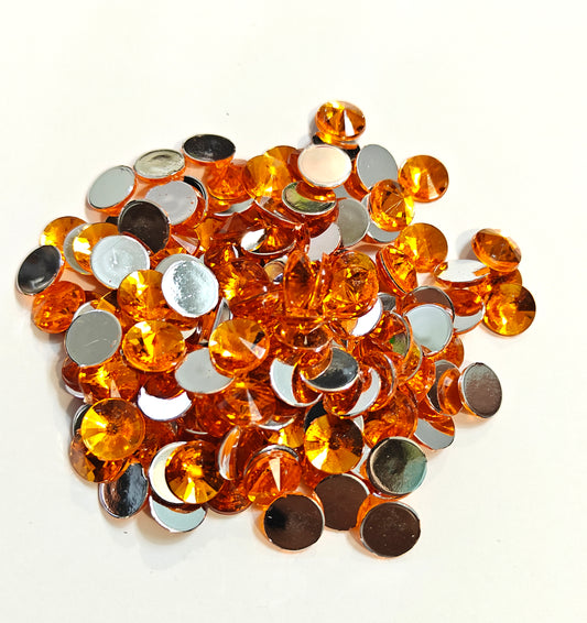 Rhinestone - Round (medium - 10mm) | Bright Orange