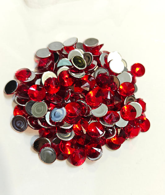 Rhinestone - Round (medium - 10mm) | Bright Red