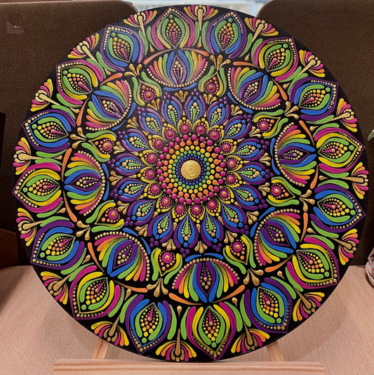 Earthbound Rainbow – 12" Mandala Art